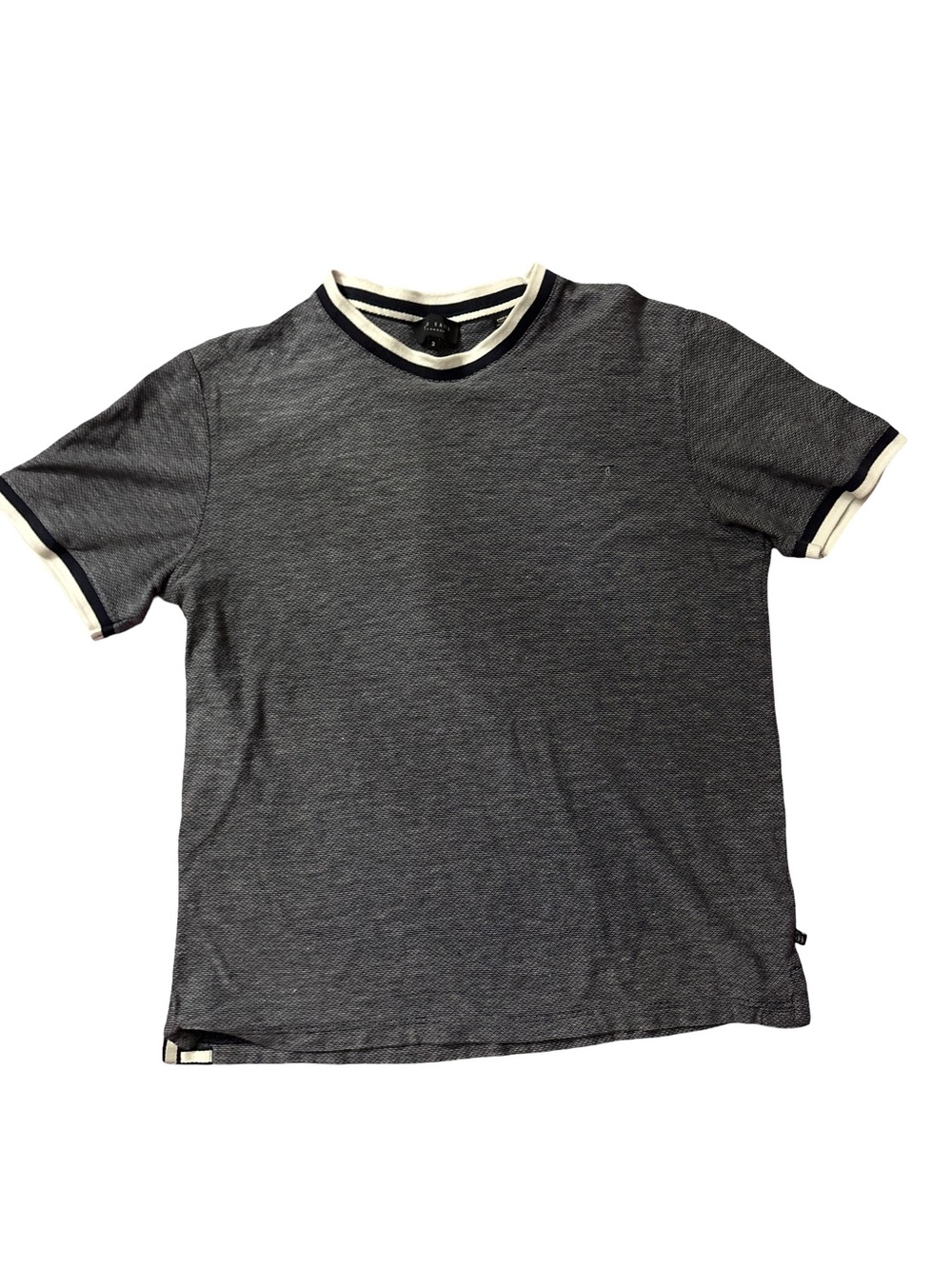 Ted Baker Navy Ringer Crewneck Tee with White Contrast